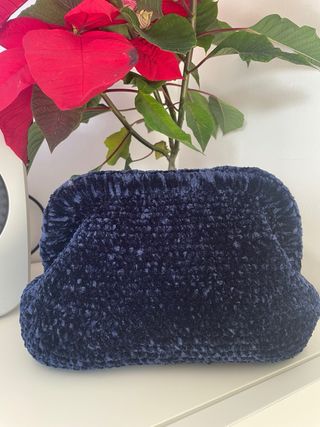 Bolso Clutch Terciopelo Azul Marino