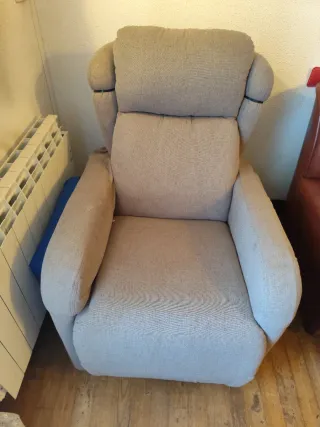 Sillón reclinable tela beige/gris