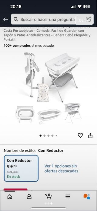 Bañera y cambiador para bebé viene sin el cojin