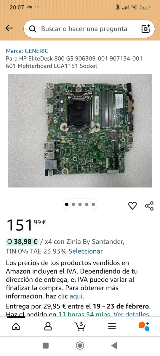 Placa Base HP EliteDesk 800 G3 906309-001 afbeelding 3