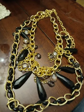 Collar cadena eslabones oro y negro