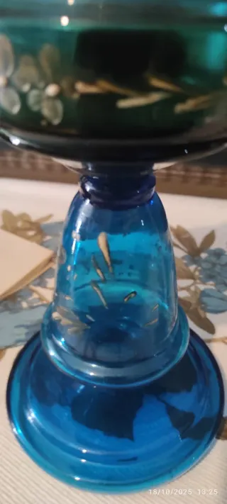 Lámpara de aceite antigua de cristal