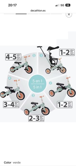 Triciclo evolutivo 5 en 1 verde