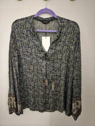 Blusa Zara boho chic bordados y abalorios