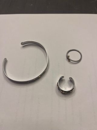 Pulsera y anillo mezcla dorado y plateado