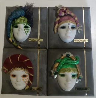 Colección 4 Máscaras Venecianas Mascarade Cerámica