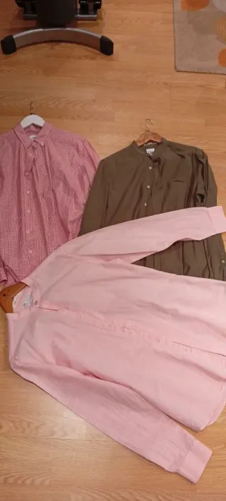 Camisas Zara rosas,cuadros rojo y blanco y verde