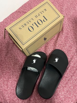 Chanclas Polo Ralph Lauren Negras. Talla 37