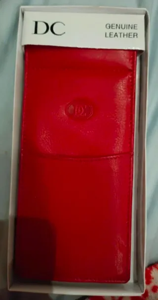 Funda gafas piel auténtica roja