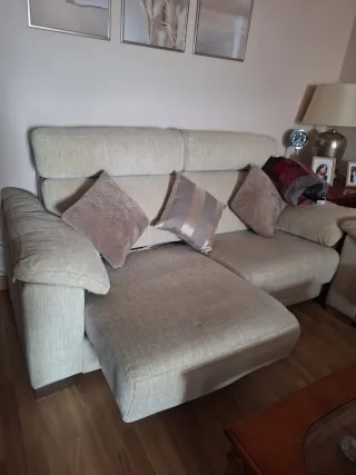 Sofá 3 plazas + 2 plazas microfib. Aquaclean Beige