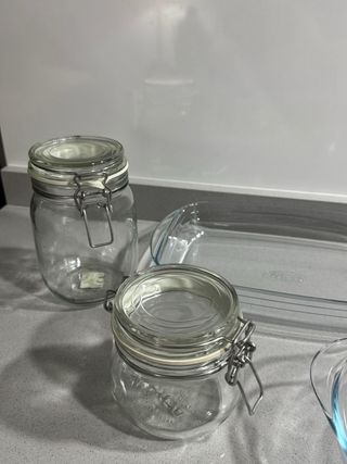 Juego Utensilios Cocina Cristal y Naranja