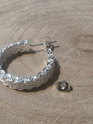 Pendientes Aro Plata Ley Rejilla