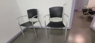 6 Sillas de Oficina Metal/Plástico Negro/Plata