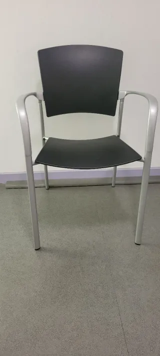 6 Sillas de Oficina Metal/Plástico Negro/Plata
