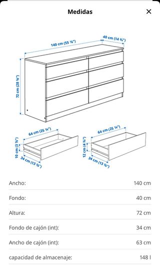 Cómoda Ikea Kullen Blanca