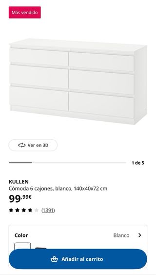 Cómoda Ikea Kullen Blanca