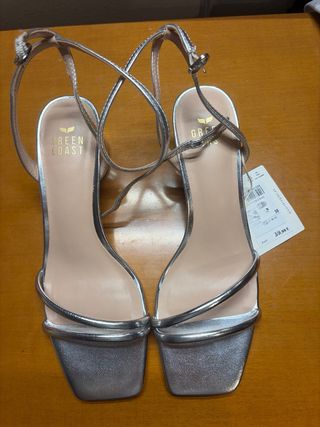 Tacones Green Coast Plateados Talla 38