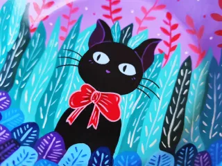 Plato decorativo gato morado