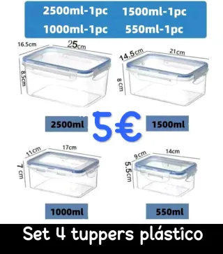 Set 4 Tuppers Plástico Nuevos