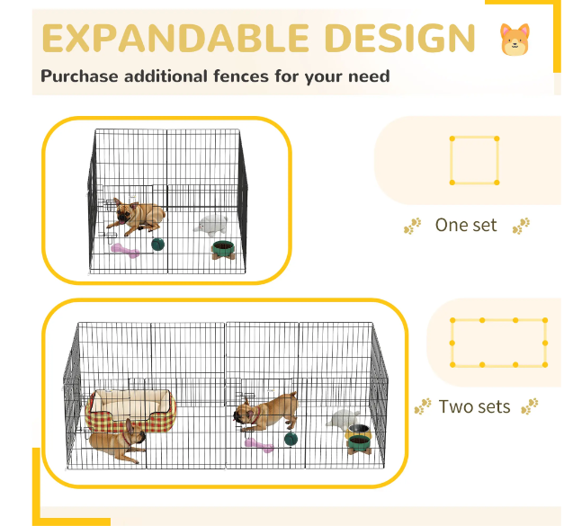Corralito Perros PawHut 8 Paneles 76x61cm