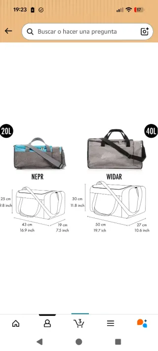 Mochila/ Bolsa de gimnasio 20 litros