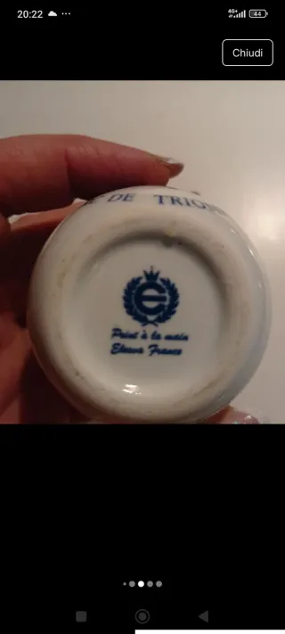 Saliera vintage porcellana francese dipinta a mano