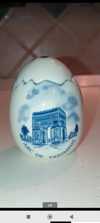 Saliera vintage porcellana francese dipinta a mano