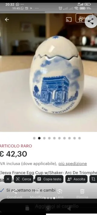 Saliera vintage porcellana francese dipinta a mano