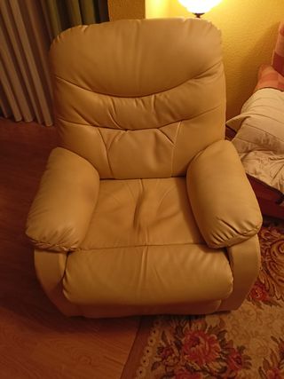 Sillón Relax Individual Beige Cuero. 2 unidades.