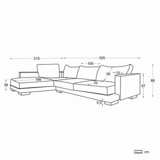 Sofá chaiselongue 5 plazas modelo Luxor 3,25m
