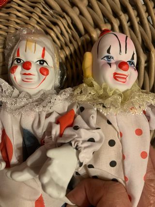 3 Figuras Payaso Porcelana + Gafas