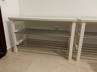 Banco zapatero 2 estantes madera