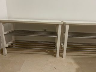 Banco zapatero 2 estantes madera