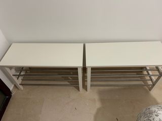 Banco zapatero 2 estantes madera