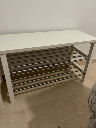 Banco zapatero 2 estantes madera