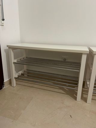 Banco zapatero 2 estantes madera