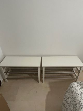 Banco zapatero 2 estantes madera