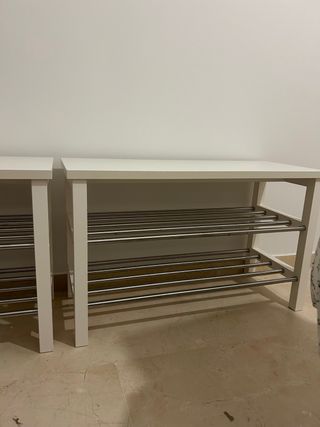 Banco zapatero 2 estantes madera