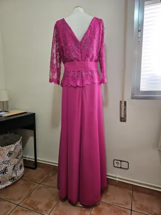 Vestido fiesta rosa encaje y lentejuelas