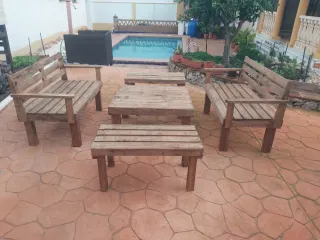 Conjunto Terraza Madera Palets Reciclada