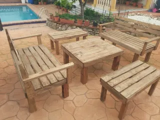 Conjunto Terraza Madera Palets Reciclada