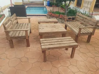 Conjunto Terraza Madera Palets Reciclada