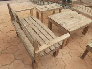 Conjunto Terraza Madera Palets Reciclada