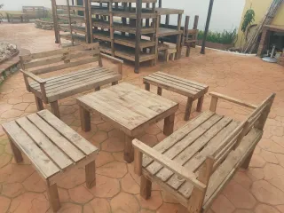 Conjunto Terraza Madera Palets Reciclada