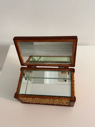 Joyero vintage madera y cristal