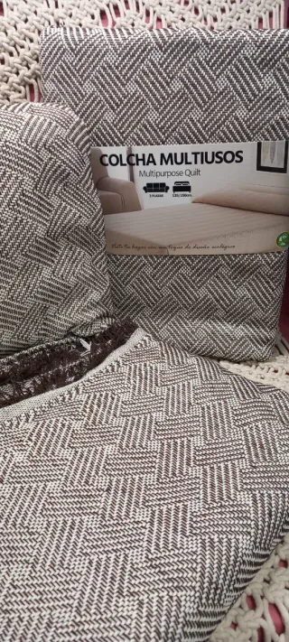 Colcha Jarapa Algodón Marrón multusos Envío Gratis