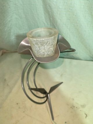 Portavelas de metal y cristal