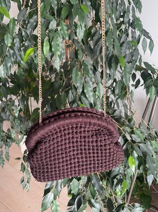 Bolso Clutch Crochet  marrón