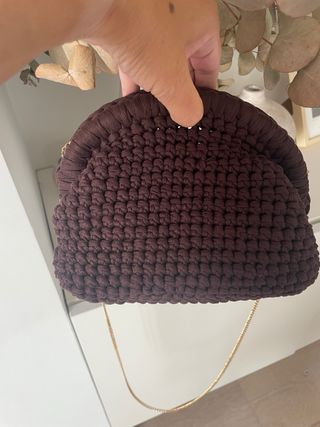 Bolso Clutch Crochet  marrón