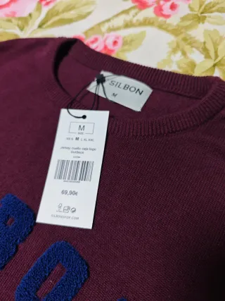 Jersey Silbon Hombre Granate Talla M Nuevo